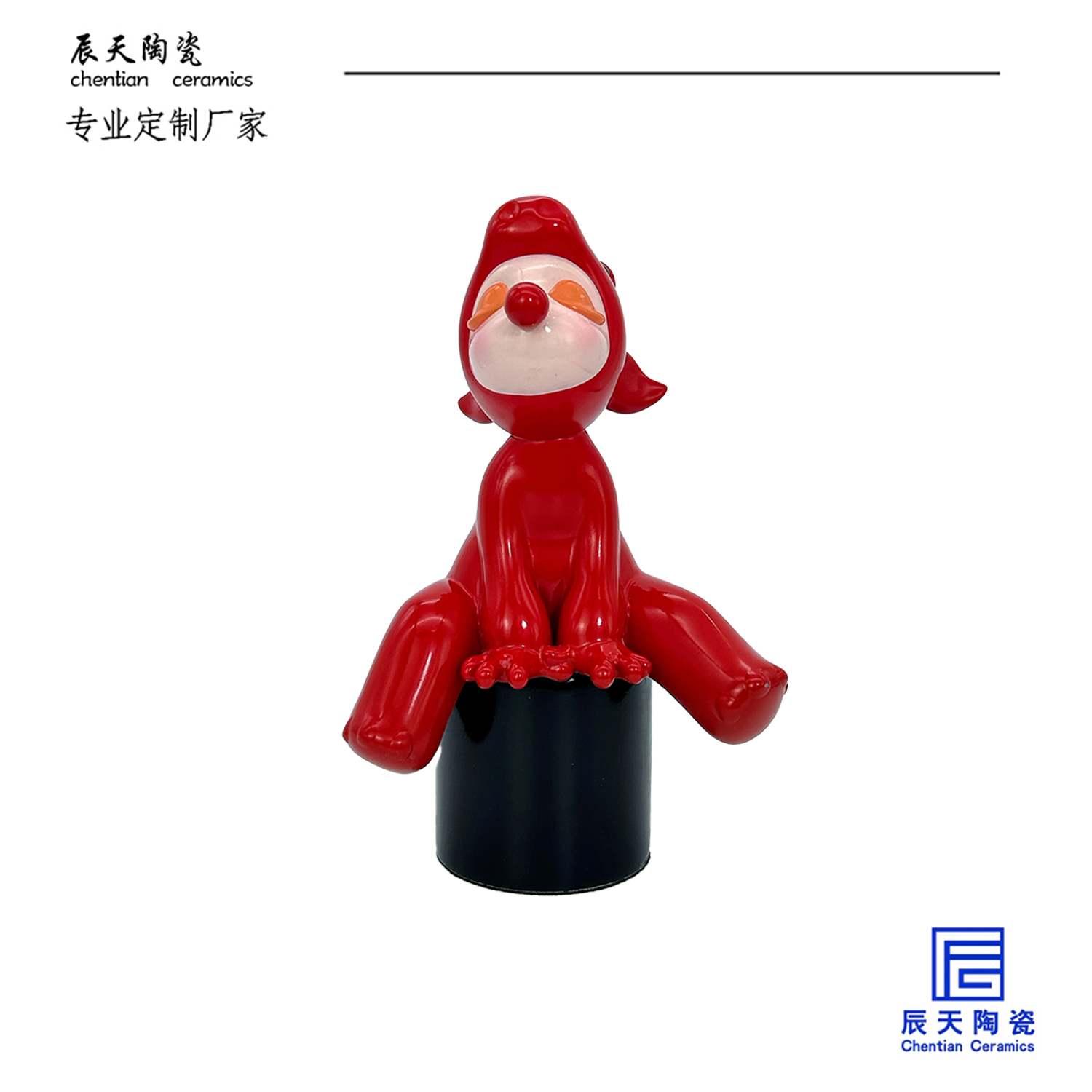 <b>客户定制 创意红色动物陶瓷摆件</b>
